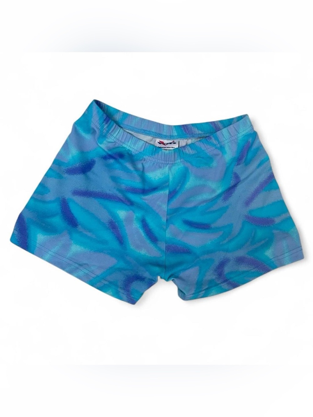 Blue‎ Teal Abstract Print Athletic Shorts VTG cheerleading size S made in canada